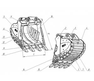 Ковш для карьерного экскавтора Volvo EC700 скальный сверхусиленный