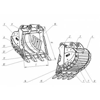 Ковш для карьерного экскавтора Volvo EC700 скальный сверхусиленный